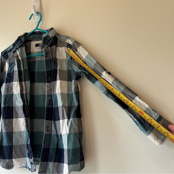 🌼 5/$25 Okaïdi Boys Plaid Button Down Shirt Size 5Y Blue Checkered Casual Cotton - Picture 7 of 11
